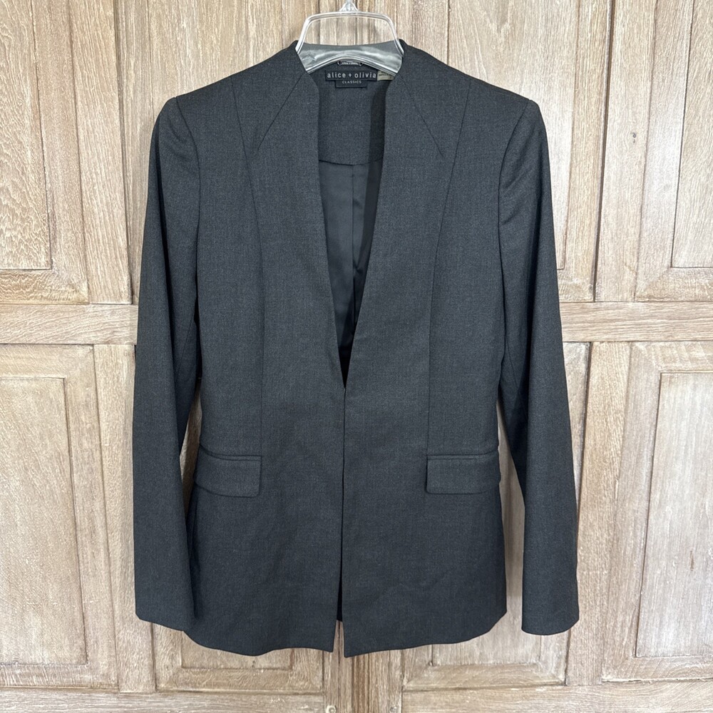 alice + olivia Classics Black Blazer Women's Size 2 Fitted Pointed Lapel